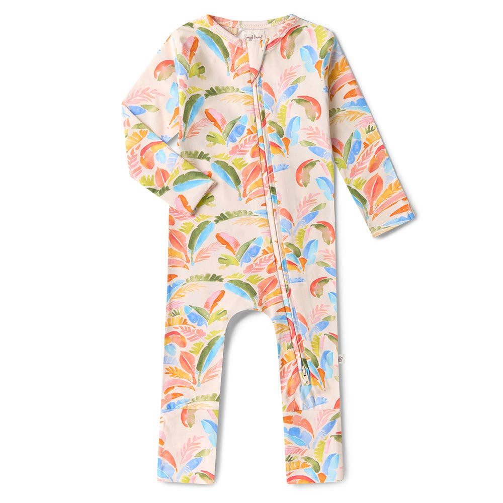 Summer Palm Organic Snugglesuit Convertible Romper