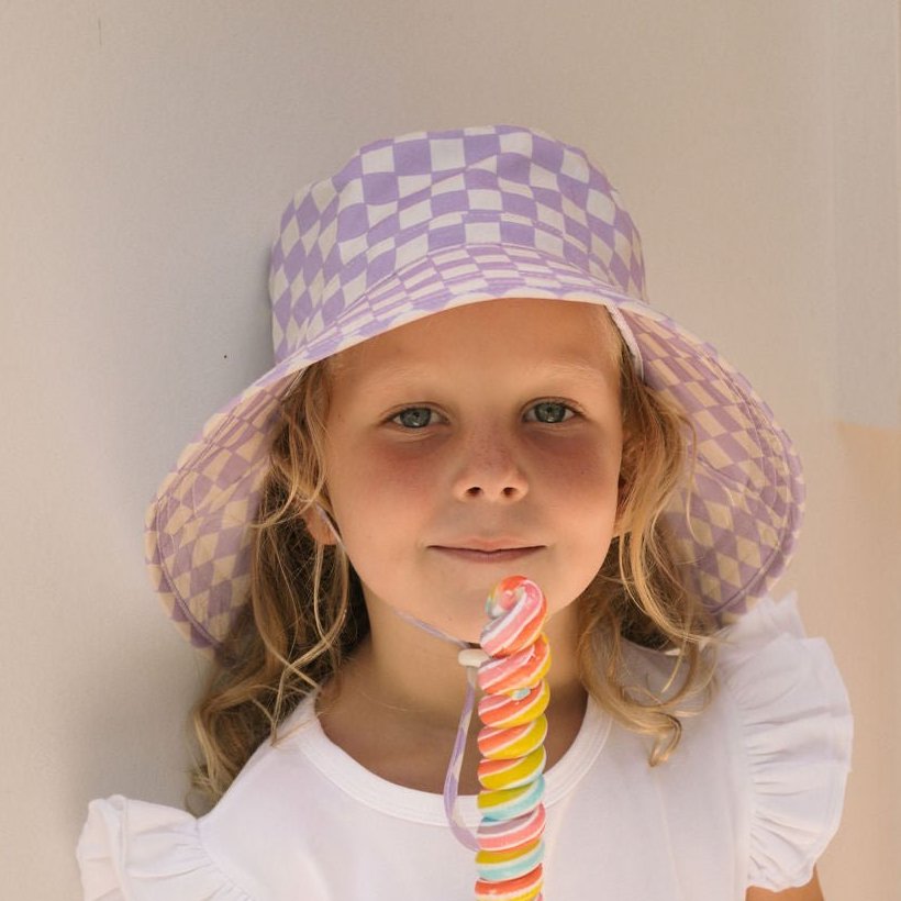 Lavender Checks Bucket Hat