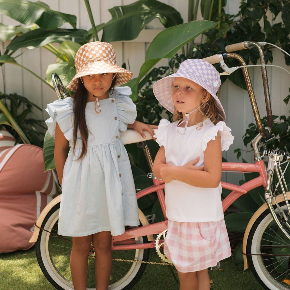 Lavender Checks Bucket Hat