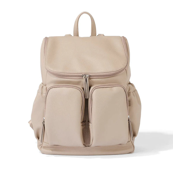 Faux Leather Nappy Backpack- Oat