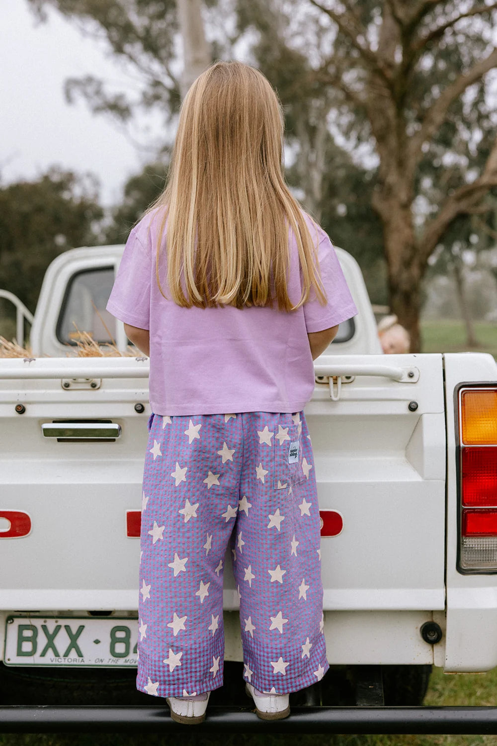 Dusty Star Pants, Purple Gingham
