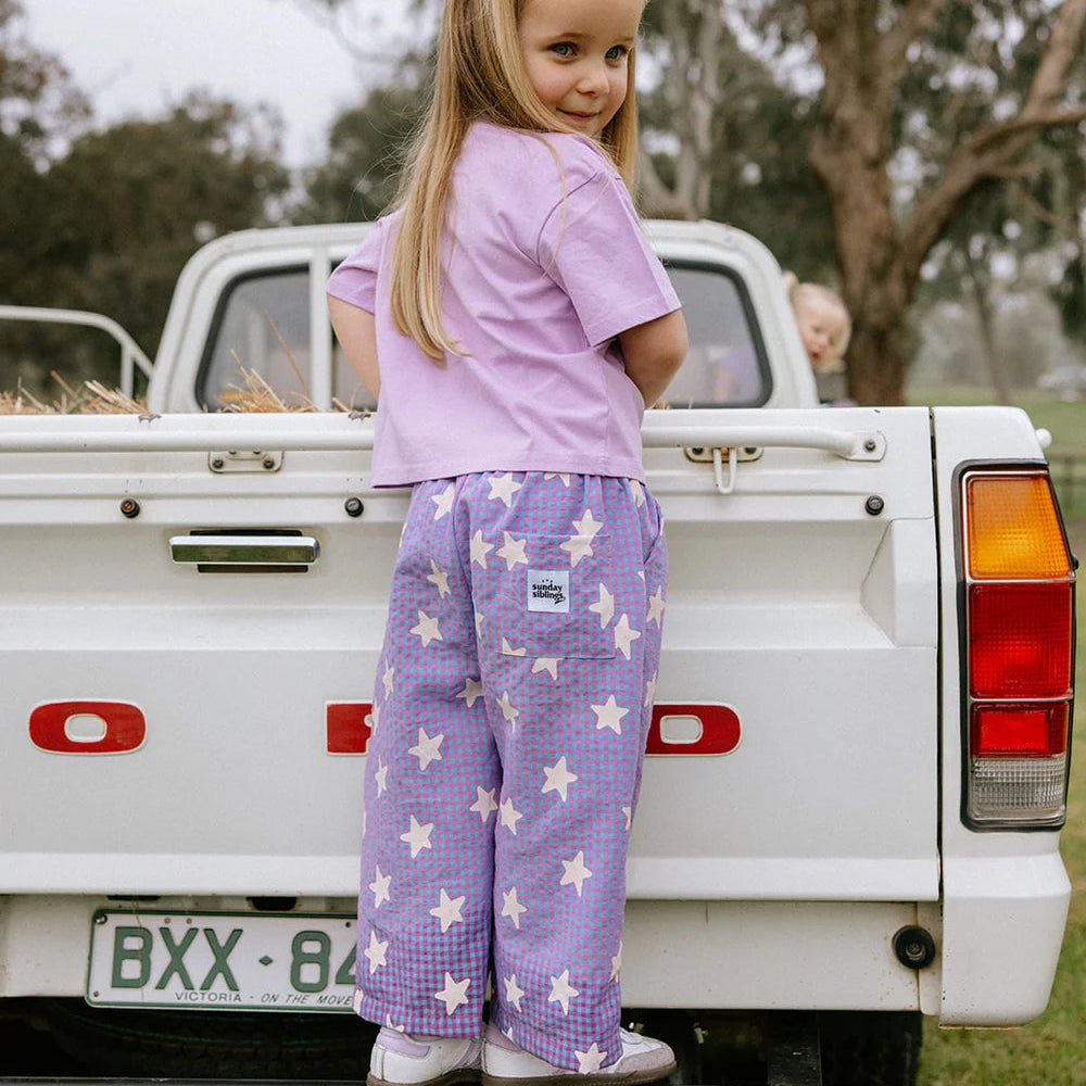 Dusty Star Pants, Purple Gingham