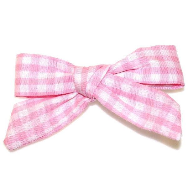 Gingham Soft Bow Clip, Pink