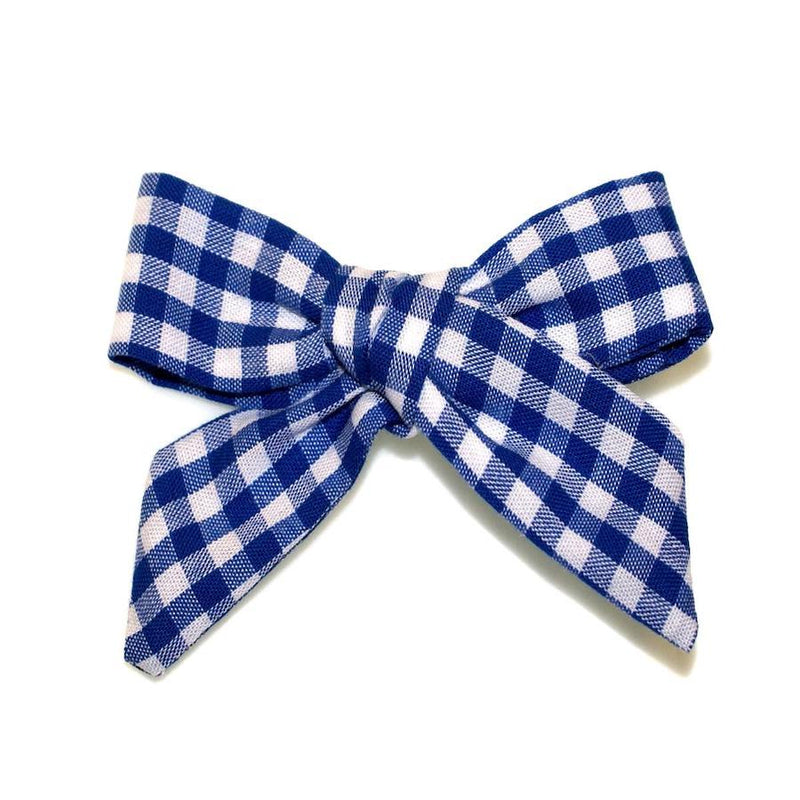 Gingham Soft Bow Clip, Navy