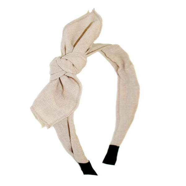 Linen Bow Alice Band, Beige