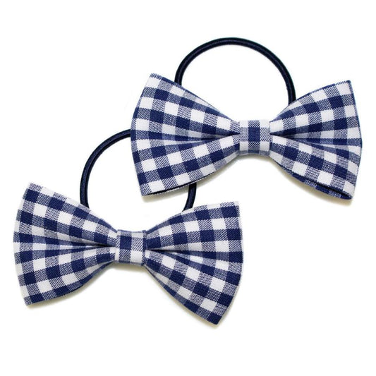 Gingham Bow Ponytails, Navy