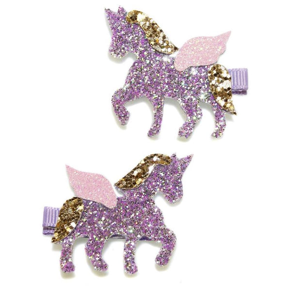 Winged Unicorn Clips, Purple
