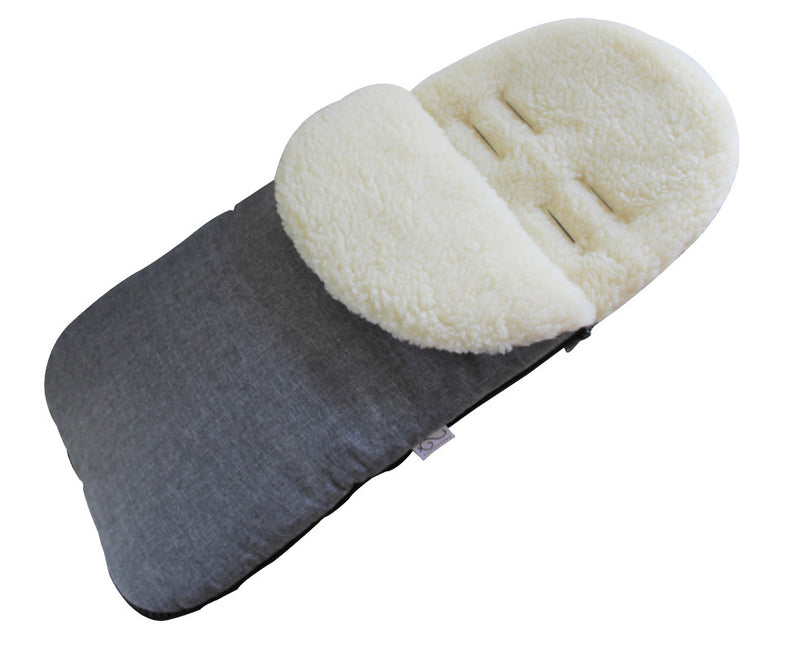 Wool Footmuff Pram Liner- Grey
