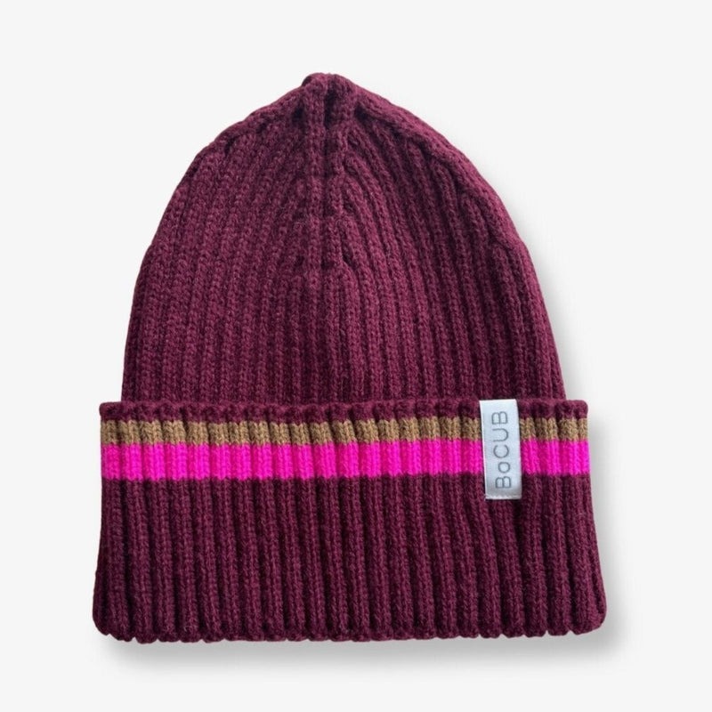 Fishermans Beanie- Maroon and Candy Pink