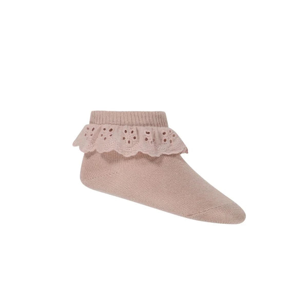 Frill Ankle Sock, Pink Sandstone
