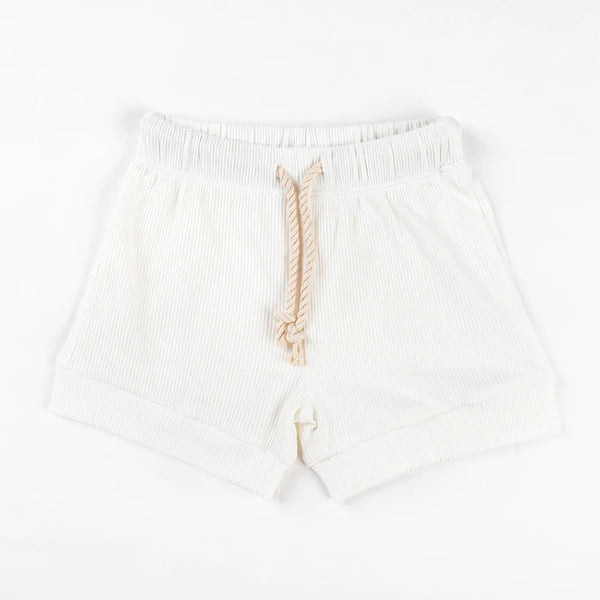 Ribbed Cotton Shorts- Daisy White