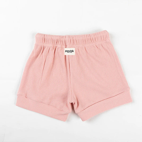 Ribbed Cotton Shorts- Pink Lemonade
