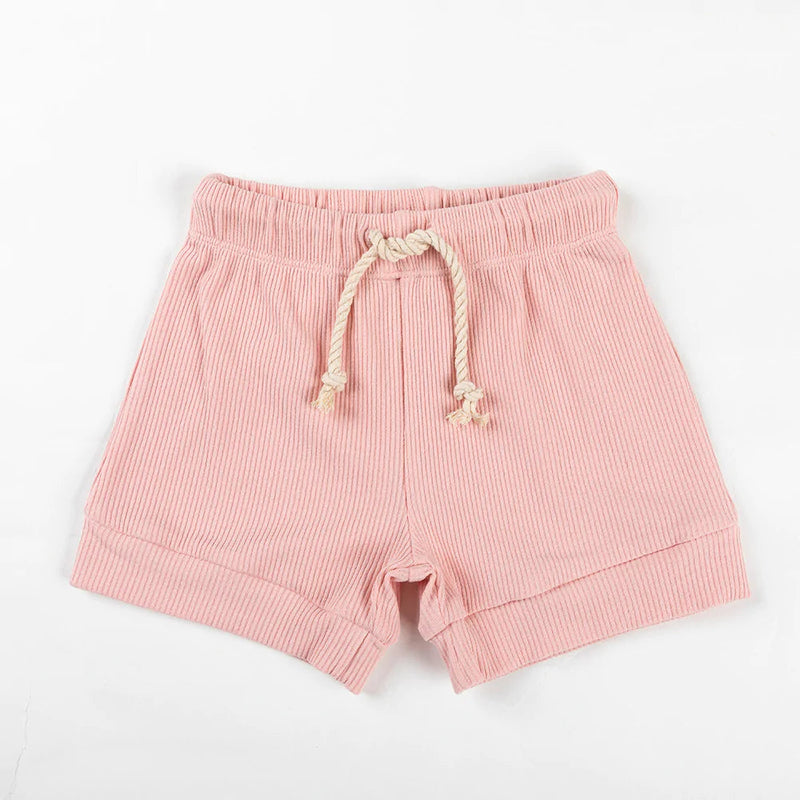 Ribbed Cotton Shorts- Pink Lemonade