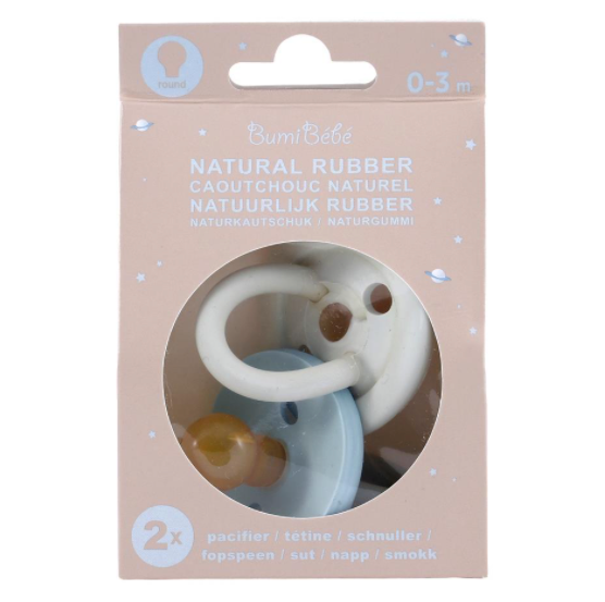 Round Twin Pack Pacifiers- Blues