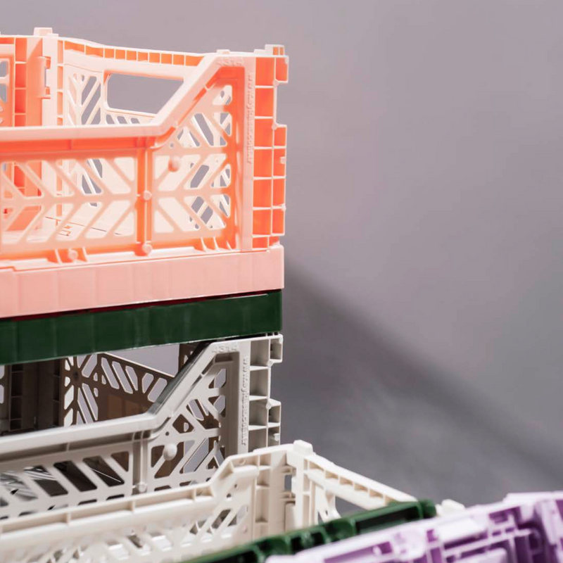 Stackable Folding Crates, Lime Cream