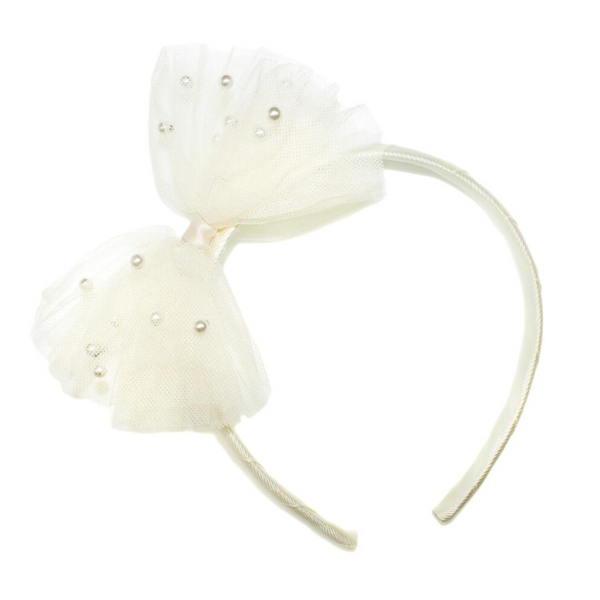 Pearl Tulle Alice Band, Ivory