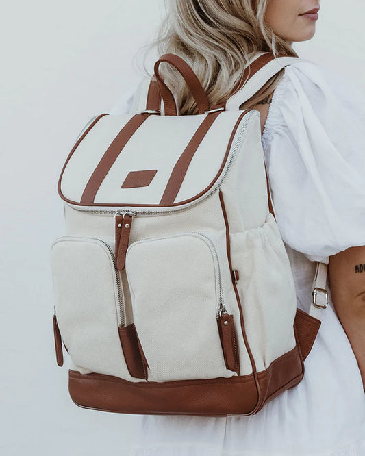 Natural Canvas Nappy Backpack- Natural