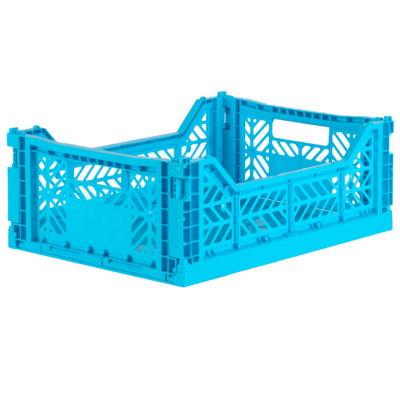Stackable Folding Crates, Turquoise